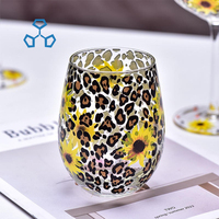 Vente en gros de verre à vin peint et créatif de style design moderne verre en cristal artificiel gobelet verre à vin rouge tournesol léopard