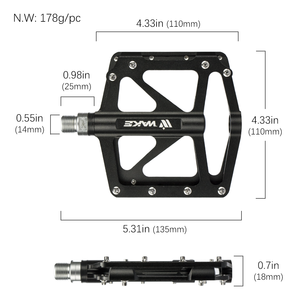 <span class=keywords><strong>Pedales</strong></span> de Bicicleta de Montaña, <span class=keywords><strong>Pedales</strong></span> Planos de Aluminio de 9/16 Pulgadas con Rodamientos Sellados, <span class=keywords><strong>Plataforma</strong></span> Ligera, <span class=keywords><strong>Pedales</strong></span> de Bicicleta WAKE - Product Image 4