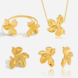 Ensemble de bijoux Bougainvillea en acier inoxydable, ensemble cadeau de mode pour femmes - Product Image 1