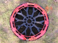 Rines de Aleación de 18/20 Pulgadas, 5 Birlos, Acabado Negro Brillante con Borde Rojo, Diseño de Rayos Divididos, para SUV y Sedán
