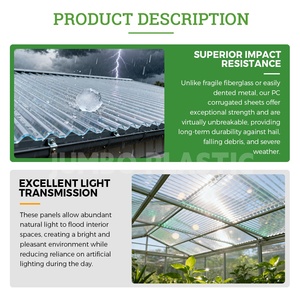 Feuille <span class=keywords><strong>ondulée</strong></span> en polycarbonate transparent en PC, durable, écologique, résistante aux UV, avec service de découpe, OEM ODM - Product Image 3