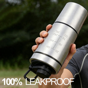 <span class=keywords><strong>Shaker</strong></span> à protéines portable en acier inoxydable pour la nutrition, le fitness, le sport, avec boîte de rangement pour la salle de sport, le sport, la randonnée et le camping - Product Image 3