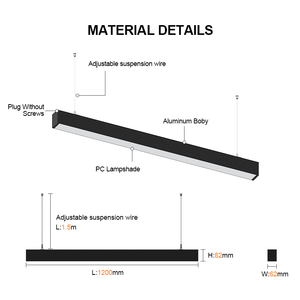 Lampe suspendue industrielle en aluminium commerciale en aluminium 6000K 30W LED lumière linéaire de <span class=keywords><strong>tube</strong></span> de LED suspendue de supermarché - Product Image 4