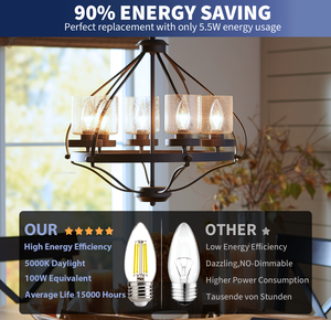 Fabrik preis Dimmbar Flimmer frei E26 Base Candle Glühbirne Tageslicht Weich Weiß 800LM <span class=keywords><strong>LED</strong></span> Glaskolben für Residential Hotel UL - Product Image 4