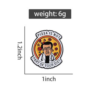 Drôle régime émail broche dessin animé Pizza docteur broche <span class=keywords><strong>humour</strong></span> Badge bijoux cadeau pour sac à dos vêtements amis en gros - Product Image 6