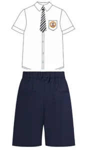 2024 camicia estiva in poliestere/gabardine con Logo personalizzato stile personalizzato OEM stile manica corta set di studenti della scuola internazionale
