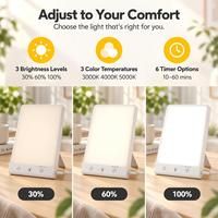 Lampu Terapi LED Profesional Portabel 20W Dapat Diredupkan 10000 LUX 3 Tingkat Kecerahan Pengaturan Waktu Depresi Musiman
