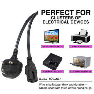 UK Standard, BS Plug, IEC C15, <b>Power</b> Cord, 5A, 7A, 10A, 15A, BSI Approved, 250V, AC <b>Cable</b>, Server - Product Image 4