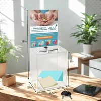 Extragroße Transparente Spendenbox 40x20x15 cm mit Schloss, Anzeigeschild & Einwurfschlitz für Spendensammlungen, Tombolas, Trinkgeld & Abstimmungen