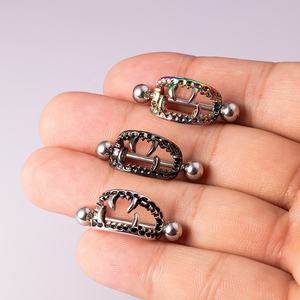 Bijoux <span class=keywords><strong>de</strong></span> corps en acier inoxydable, piercing au mamelon, barres <span class=keywords><strong>de</strong></span> piercing, crocs <span class=keywords><strong>de</strong></span> vampire, anneaux pour mamelons - Product Image 4
