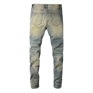 <span class=keywords><strong>Jeans</strong></span> Vintage Blu da <span class=keywords><strong>Uomo</strong></span> in Offerta Speciale, Vestibilità Slim, con Patch Rossa, Effetto Usurato e Danneggiato, Bottoni, Lavaggio Stonewashed, per l'Inverno, Stile <span class=keywords><strong>Boyfriend</strong></span> - Product Image 6