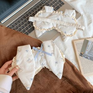 Printed Eye Mask With Rabbit Ears Lace Trim Light Blocking Sleep Travel Naps Four Seasons Use - Product Image 4