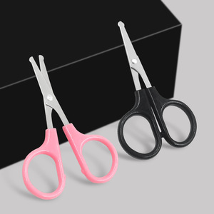 Nose Hair Trimmer Stainless Steel Round Tip Safety Scissors For Facial Hair Trim Pink And Black - Product Image 1