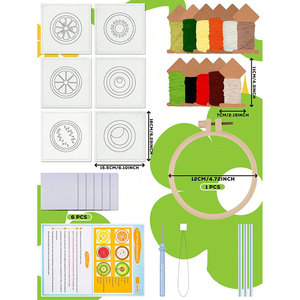 Kit de broderie punch DIY motif floral ; Sous-verre brodé fait main durable ; Kit d'artisanat punch pour enfants débutants - Product Image 6