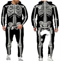 Conjuntos Deportivos Casuales de Invierno, Trajes para Correr, Conjuntos Deportivos con Estampado de Esqueleto Completo, Ropa Deportiva Personalizada de Felpa