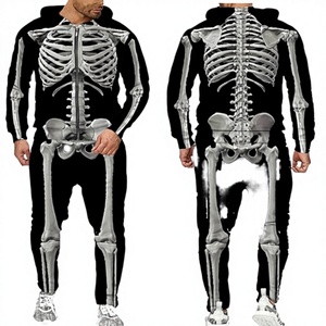 Conjuntos Deportivos Casuales de Invierno, Trajes para Correr, Conjuntos Deportivos con Estampado de Esqueleto Completo, Ropa Deportiva Personalizada de Felpa - Product Image 3