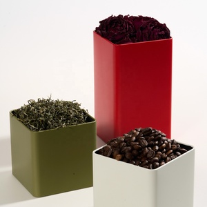 <span class=keywords><strong>Lata</strong></span> Cuadrada <span class=keywords><strong>Mate</strong></span> de Hojalata de 100ml de Capacidad con Tapa de Corcho para Almacenamiento de Alimentos, Té, Café, Galletas, Dulces, Chocolates, Piruletas y Manualidades con Grabado - Product Image 2