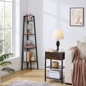 4 Tiers <strong>Triangle</strong> Shaped Industrial <strong>Wooden</strong> Storage Book <strong>Shelf</strong> With for Living Room Bedroom Warehouse Shelving - Product Image 4