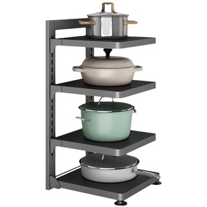 Gunpowder Folding Cookware Rack Multi Layer Storage Pot Rack Under Sink Floor Standing Countertop Kitchen Organizer - Product Image 5