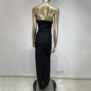 Women Sexy Halter Diamond Chain Bandage <strong>Dress</strong> Backless Patchwork Sleeveless Clothes Evening Party <strong>Dresses</strong> - Product Image 3