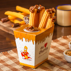 Emballage de boîte à churros en carton <span class=keywords><strong>blanc</strong></span> biodégradable écologique jetable de qualité alimentaire, gobelet à sauce en gros, emballage de collation - Product Image 2