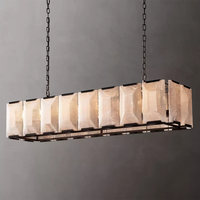 Lustre en albâtre RHOEM, lustre rectangulaire Harlow Calcite pour salon, éclairage de luxe, décoration de la maison