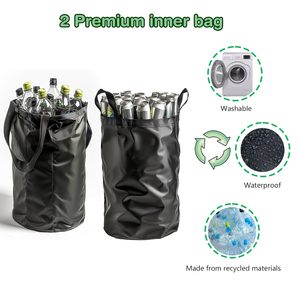 100L Foldable <b>Plastic</b> Rectangular Pressing Type Returnable Bottle <b>Bin</b> Storage Bucket XXL Carry Bag Collecting Empties <b>Waste</b> - Product Image 3
