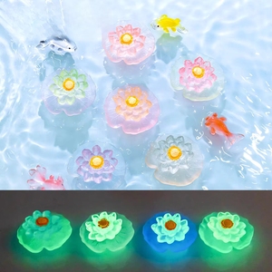 Vase écologique Weij Micro-paysage, lotus et feuilles lumineux la nuit, décoration DIY pour aquarium et bassin à poissons - Product Image 1
