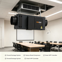 Déshumidificateur d'air pour conduits de plafond 60L/J avec filtre à charbon actif, Wi-Fi Tuya, construction en acier galvanisé, flexible, pour hôpitaux et écoles