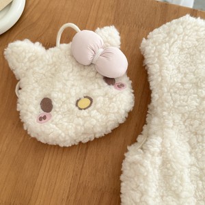 Tongxingyuan Girls' Fleece Vest Off-white Thickening Cartoon Baby Autumn Winter Warm Coat Child Vest 90 - Product Image 4