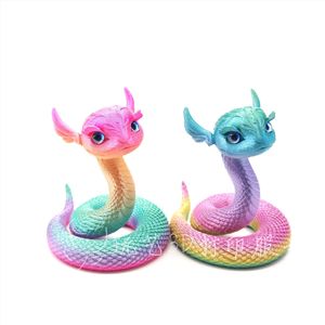 Ornamento a Forma <span class=keywords><strong>di</strong></span> Pitone Arcobaleno Stampato in 3D, Realizzato in Materiale PLA, Ideale per Decorazioni da Scrivania e Regali - Product Image 2