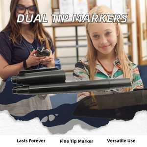 ペンとペンの付属品デュアルチップアート空のマーカーコットンコア黒永久インク色 - Product Image 3