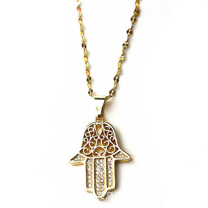 Pendentif Main de Fatima, Palmier Doré, Micro-incrustation de Zirconium Blanc, Pendentifs Thématiques, Port Quotidien - Product Image 4