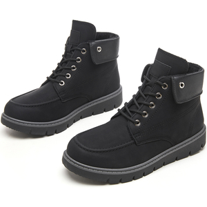 Bottes de randonnée d'hiver <span class=keywords><strong>en</strong></span> <span class=keywords><strong>cuir</strong></span> à talon plat à la mode pour hommes et femmes, conception à lacets de grande taille - Product Image 3
