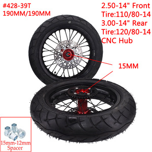 Ruota Super Motore da 14 Pollici 2.50-14 con Cerchio Anteriore e Pneumatico Stradale 100/80-14 e Ruota Posteriore 3.00-14 120/80-14 con <span class=keywords><strong>Mozzo</strong></span> in Alluminio CNC - Product Image 1