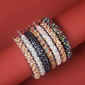 K-Style Women's 5cm Exaggerated Wedding <b>Dress</b> Jewelry Full Diamond C-Shaped Earrings Easy Match Fine Stud Earrings Yiwu Factory - Product Image 3