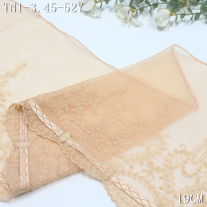 Pizzo in Tulle Elasticizzato Morbido 19CM Nero Rosso Nude con Ricamo Floreale per Orlo di Abiti da Donna Stile Vittoriano - Product Image 4