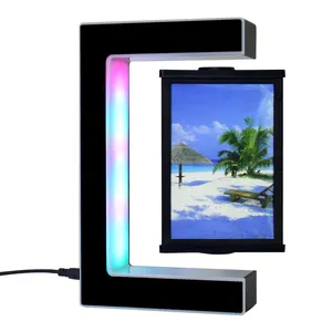 2023 Hot Sale E Shape Magnetic Levitation Floating Photo Float Frame with Led Light for Boyfriend Girlfriend Gift