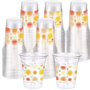 Singhoow 50 Pcs <b>16</b> oz Sunflower Disposable Plastic Cups Clear Cold Drinking Tumblers for <b>Birthday</b> Parties Home Office 90mm - Product Image 1
