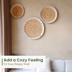 Panier mural décoratif en jonc de mer tressé, style Art Déco, pour anniversaire, extra large, D22 pouces, 19 pouces, 15 pouces - Product Image 1