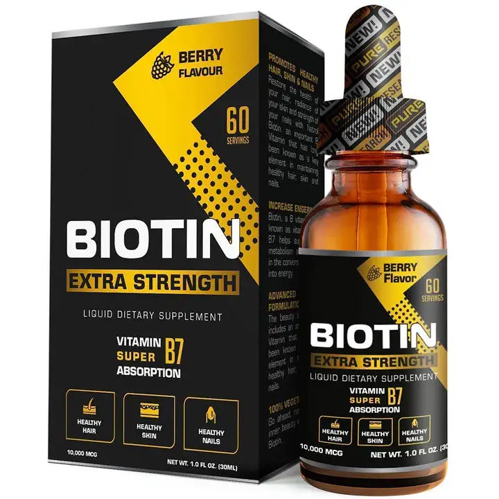 Suplemen kesehatan Biotin cairan Oral vitamin tetes spinner pertumbuhan rambut kuku kuat bersinar kulit lebih menyerap dari pil