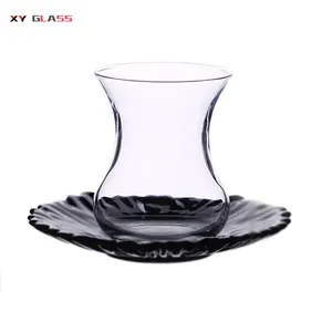Classico fatto a mano <span class=keywords><strong>borosilicato</strong></span> di <span class=keywords><strong>vetro</strong></span> prodotti per la casa con piattino <span class=keywords><strong>da</strong></span> caffè tazza di tè - Product Image 1