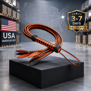 <span class=keywords><strong>Fouet</strong></span> d'entraînement exquis tressé à la main en cuir noir et orange, 9 queues, <span class=keywords><strong>fouet</strong></span> portatif, entrepôt USA, vente en gros, artisanat BDSM - Product Image 4
