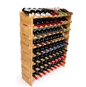 72 Flaschen stapelbare modulare Wein regal Wein regal Massive Bambus Weinhalter Display Regale