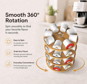 Support de rangement rotatif à 4 niveaux en bambou pour dosettes de <span class=keywords><strong>café</strong></span> <span class=keywords><strong>Nespresso</strong></span> K Cup, pour comptoir de cuisine, bar à <span class=keywords><strong>café</strong></span> - Product Image 3