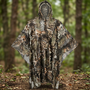 Poncho de Camuflaje Unisex Impermeable con Capucha para Caza, 100% Poliéster, Ropa de Primavera para Actividades al Aire Libre - Product Image 3