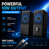 Altavoces USB de 10W para Computadora, Altavoces de Escritorio Estéreo de 2.0 Canales, Controlador de 2x50mm, Altavoces Multimedia con Cable para PC, Laptop, Tablet