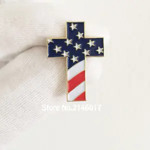 Venta al por mayor Jesús Cruz forma Metal PIN AMÉRICA EE. UU. insignia de la bandera