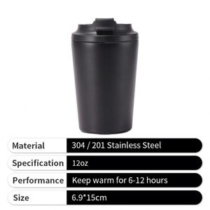 Metal Insulated 12Oz Thermos Personalized Stainless Steel Small <b>Coffee</b> Cup With Lid - Product Image 4
