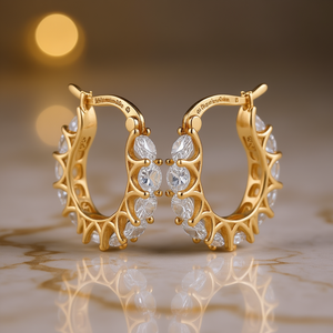 ต่างหูห่วงทองคำ 18K ของแคทเธอรีนเซียนประดับคริสตัลไรน์สโตนดีไซน์ทรงเรขาคณิตหรูหราสำหรับผู้หญิงสวมใส่ได้ทุกวัน - Product Image 2